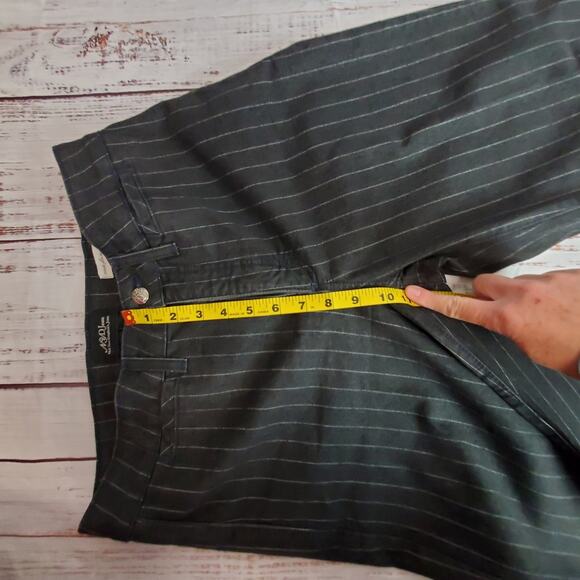 NYDJ Black Pin Stripe Wide Leg Jeans 10 Retro Relaxed Flare Denim Trousers Pants - Picture 9 of 11